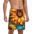 thumbnail image 2 of Fotbe Deep Yellow Colorful Sunflower Pantalones Cortos de Pijama para Hombre, Ropa de Dormir, Pantalones de Pijama Cortos para Hombre-Large, 2 of 6