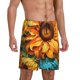 thumbnail image 2 of Balery Deep Yellow Colorful Sunflower Pantalones cortos de pijama de punto de algodón para hombre con cinturilla y bolsillos-4X-Large, 2 of 6