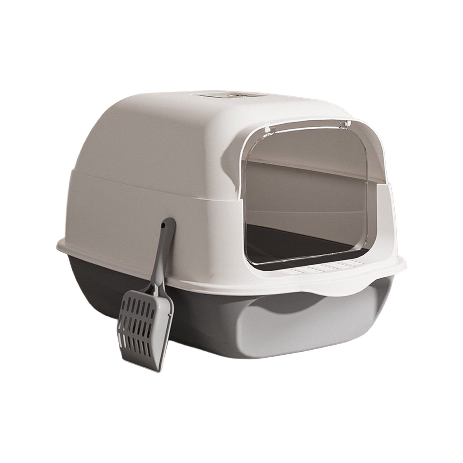 Large Fully Enclosed Cat Litter Box with Lid, Splash-Proof Cat Toilet Tray with Observation Window and Shovel, Non-Slip Base, 19.3x13.4x13.4 Inches
