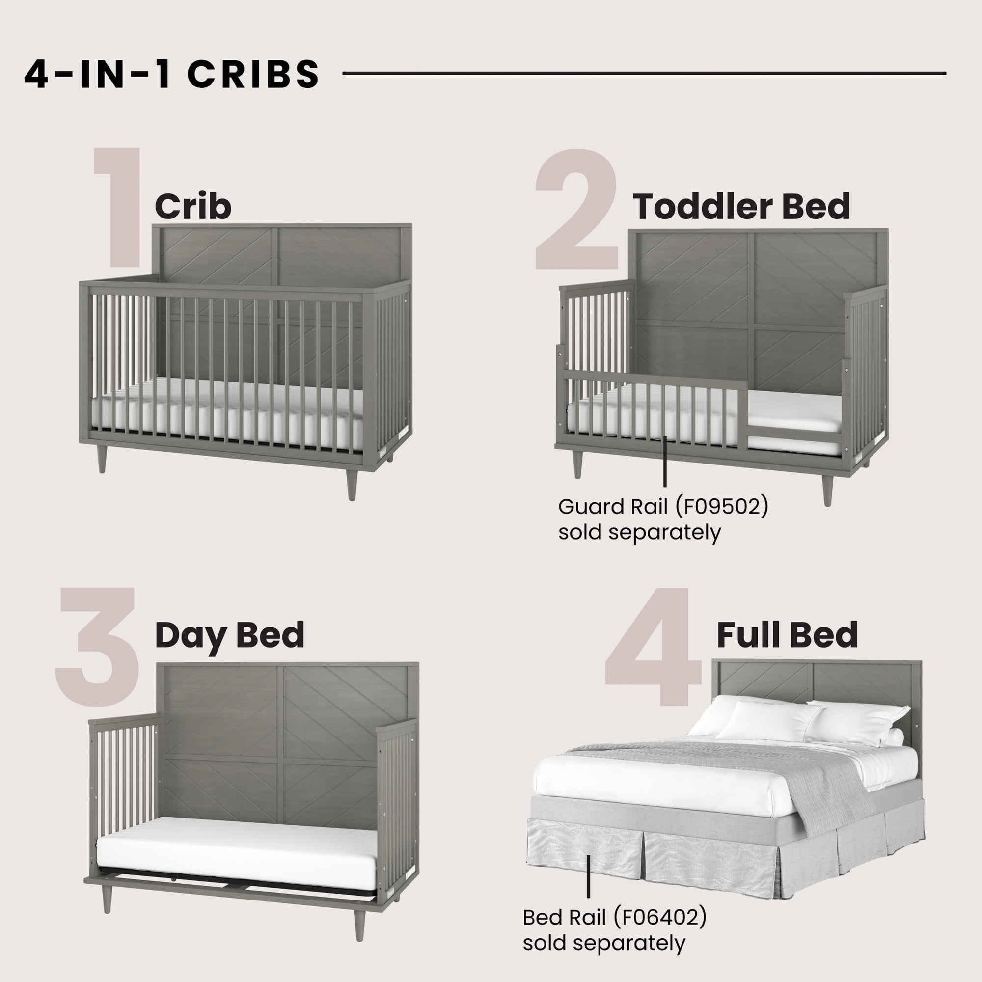 Surrey Hill 4-in-1 Convertible Crib, Lunar Gray