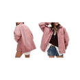 thumbnail image 2 of Women'S City Denim Jacket-Long Sleeve Oversized Boyfriend Style Jean Jacket with Button Up Front Pink M, 2 of 7