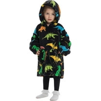 Drtj Kids Oversized Wearable Blanket Hoodie, Super Soft Warm Comfortable Sweatshirt Pullover Wearable Blanket for Boys Girls, Multicolored dinosaur, 3-6Y