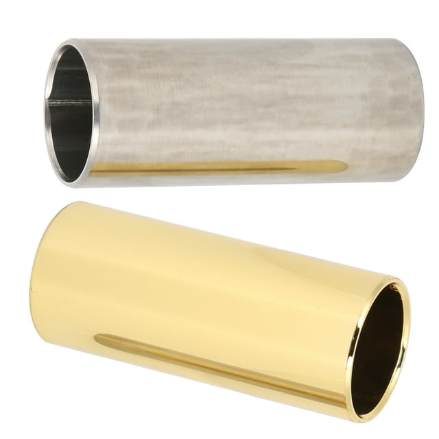 Juego de diapositivas de guitarra de 2 piezas accesorio de instrumento de dedo de acero inoxidable de metal dorado y plateado para bajo eléctrico banjo ukelele instrumento de