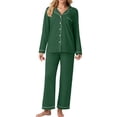 thumbnail image 5 of Cueply Pajamas for Women Set Long Sleeve Knit Button Down Pj Lounge Sets Sleepwear with Drawstring Pockets, 5 of 8