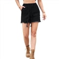 thumbnail image 3 of Shorts Vaqueros de Mezclilla con Cintura Elástica y Cordón Ajustable para Mujer Negro M, 3 of 8