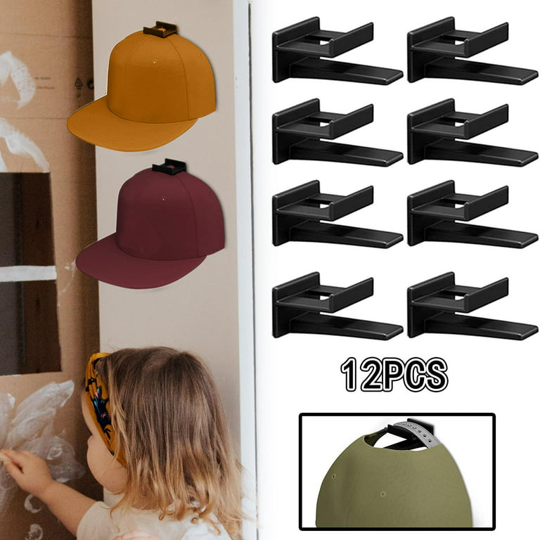 12x Hat Rack Hat Hooks Wall Mount Organizer Adhesive Multi Functional Hat Hanger Yellow, Size: 2.2 x 1.3