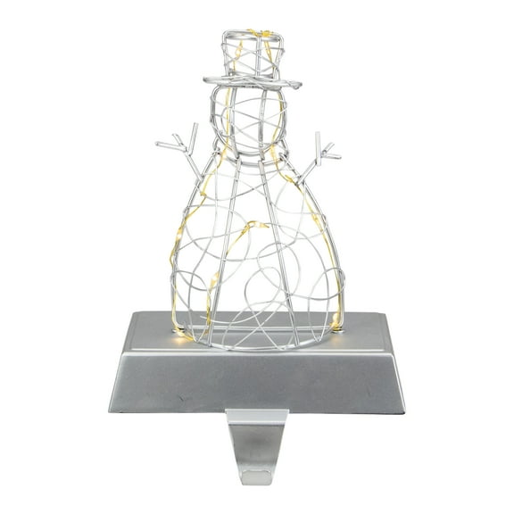 Northlight LED Lighted Wire Snowman Christmas Stocking Holder - 6.75" - Silver