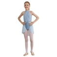 thumbnail image 5 of YEAHDOR Kids Girls Sleeveless Rhinestone Tank Leotard with Wrap Skirt Backless Lyrical Latin Jazz Dance Costume Light Blue 6, 5 of 7