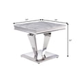 thumbnail image 5 of Benjara End Table with Faux Marble Top and Metal Base, White and Silver, 5 of 6