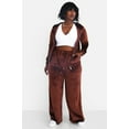 thumbnail image 2 of Rebdolls Women's Plus Velour Cropped Zip Front Hoodie - Brown - 2X, 2 of 4