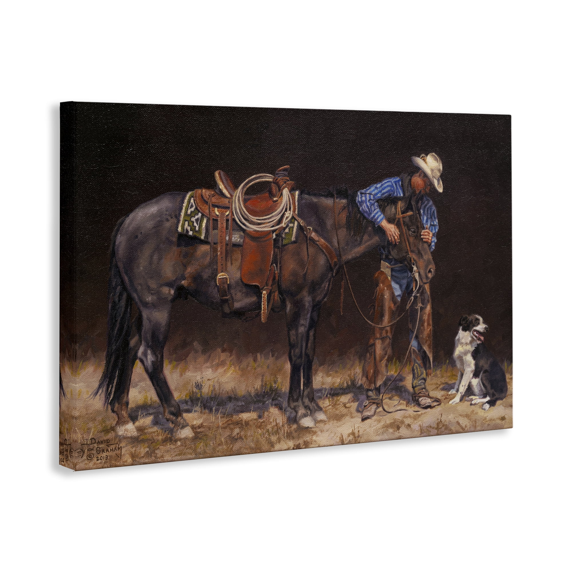 Stupell Industries Western Horse & Dog Animals & Insects Painting Gallery Wrapped Canvas Art Print Wall Art, 30 x 20