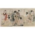 thumbnail image 2 of Kitagawa Utamaro 14x10 Gold Ornate Wood Frame and Double Matted Museum Art Print Titled - Musashi, Omi, Yamashiro, and Settsu Provinces from the Series Fashionable Six Jewel Rivers (Furyu Mu, 2 of 4