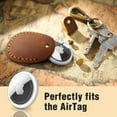 thumbnail image 3 of Leather AirTag Keychain, Handmade Genuine Leather Tag Holder, 3 of 5