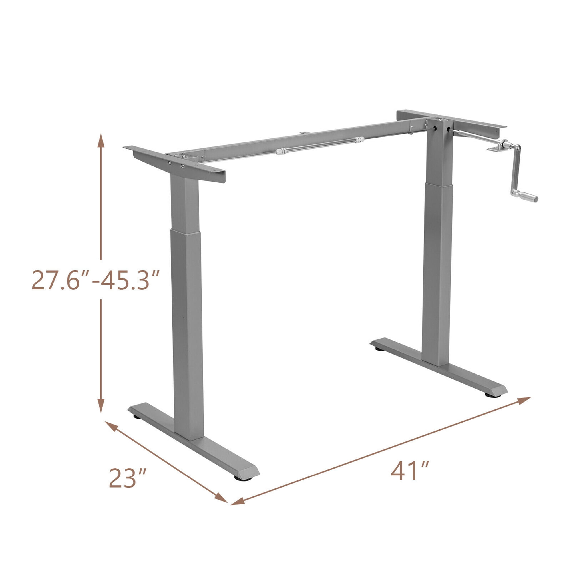 Gymax Height Adjustable Standing Base Hand Crank Sit to Stand Desk Frame Gray