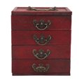 thumbnail image 1 of Boîte à bijoux vintage en bois avec 4 tiroirs, grande capacité, style rétro, idéale pour la maison, le café, la vitrine, 1 of 4