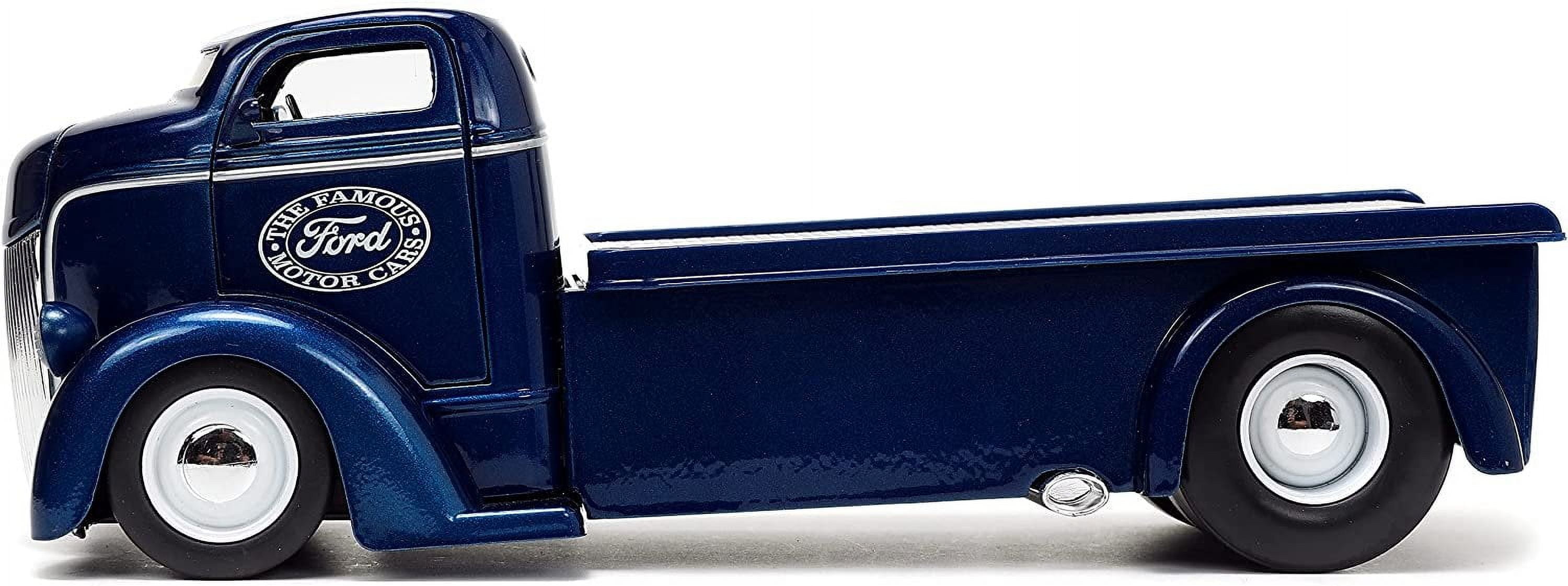 1947 Ford COE Flatbed Truck Dark Blue Metallic with White Top "The Famous Motor Cars" with Extra Wheels "Just Trucks" Series 1/24 by Jada
