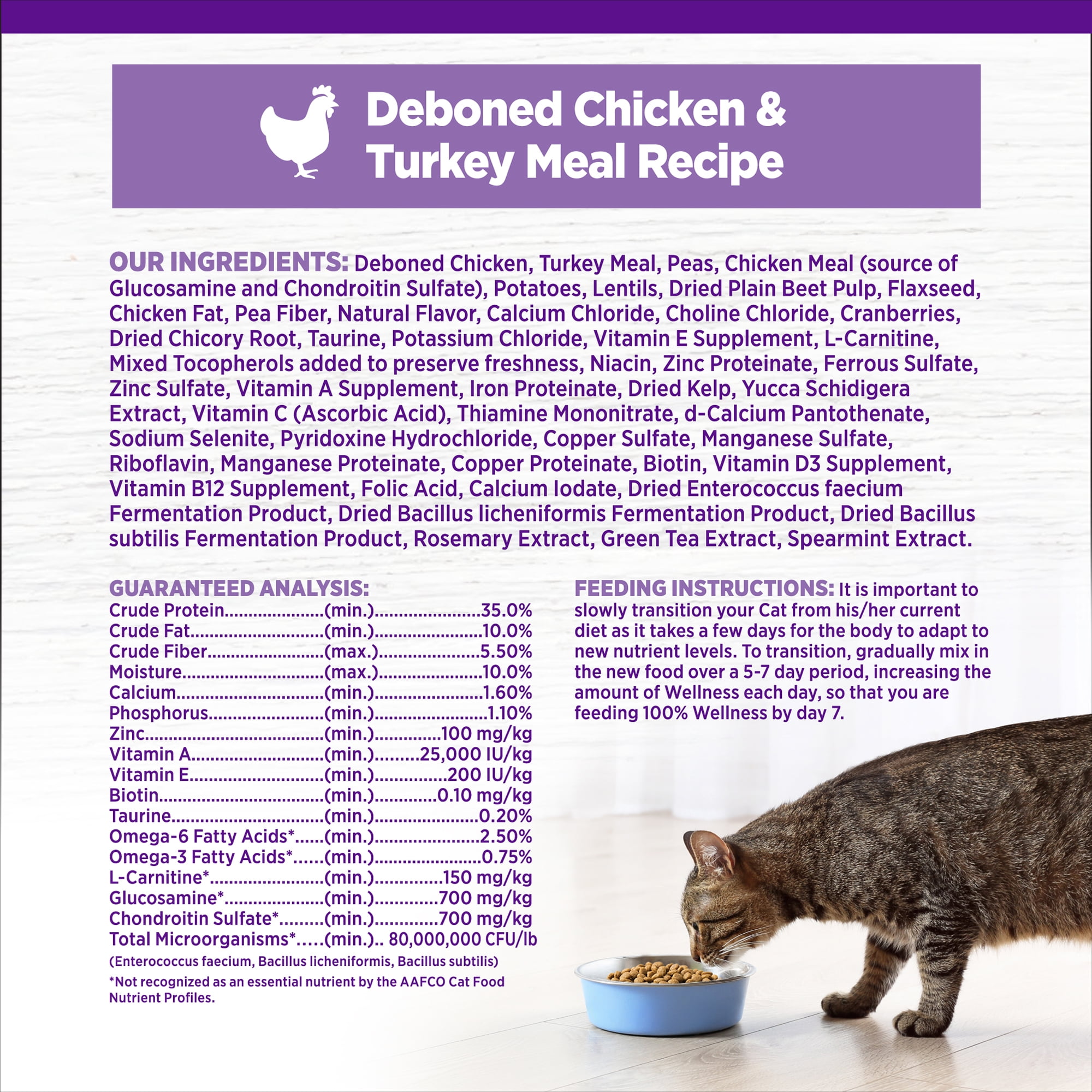 Wellness Complete Health Healthy Weight Adult Dry Cat Food for Indoor Cats, Natural, Grain Free Kibble, Chicken & Turkey Recipe, 5.5 lb Bag