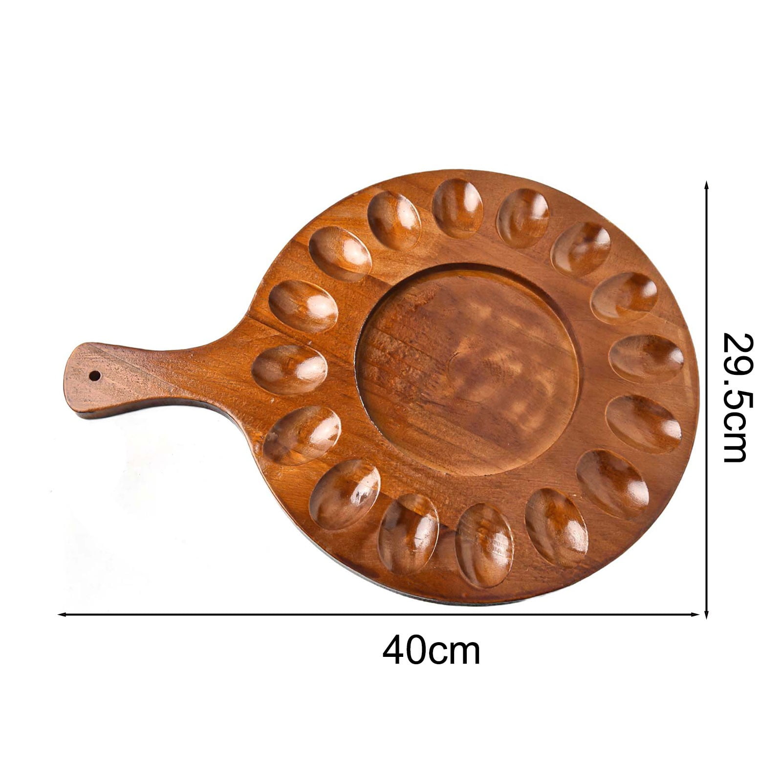 Deviled Egg Platter, Wooden Deviled Egg Tray 16 Holes Round Egg Holder