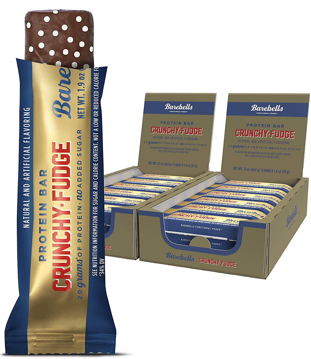 Barebells High Protein 20g Bars Crunchy Fudge, 24 Pack