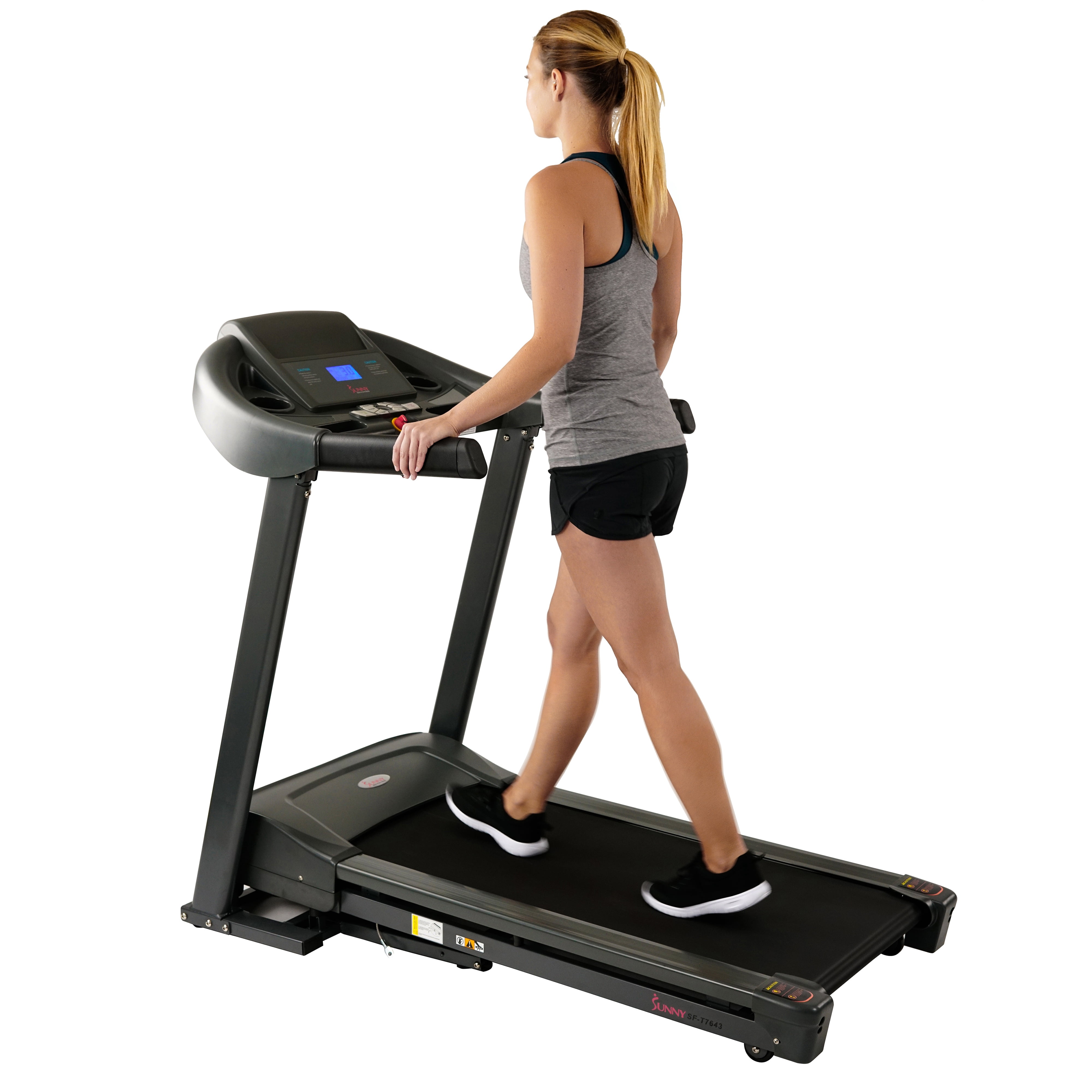 Sunny Health & Fitness Heavy Duty Treadmill for Walking and Running, Home Exercise, 350 lb Capacity & Device Holder, SF-T7643
