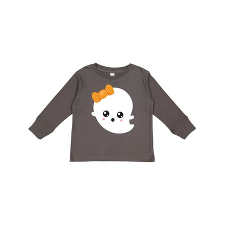 

Inktastic Halloween Ghost Ribbon Bow Trick or Treat Boo Gift Toddler Toddler Girl Long Sleeve T-Shirt