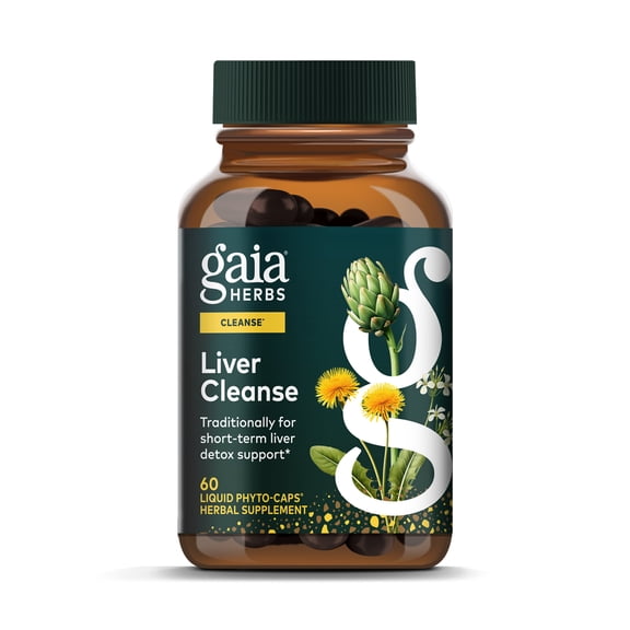 Gaia Herbs Liver Cleanse - Liver Health Support Herbal Supplement with Milk Thistle, Burdock, Turmeric, Dandelion & More* - 60 Vegan Liquid Phyto-Caps (30 Servings)