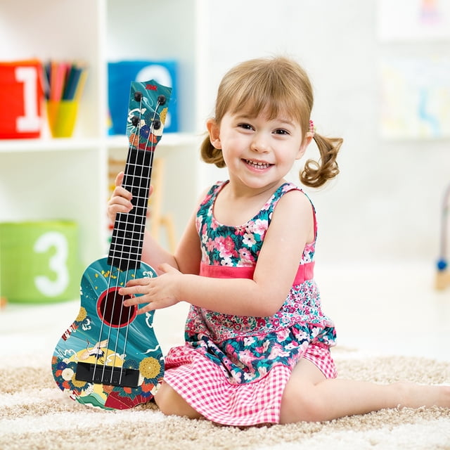 TIMIFIS Children Guitars Children's Pattern Guitar Ukulele Simulation Playable Instrument Early Education Enlightenment Toy Education