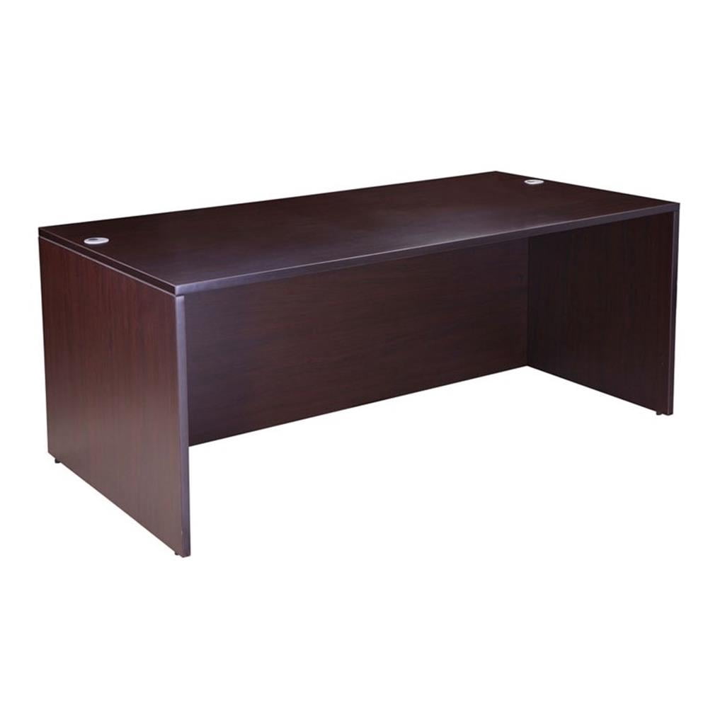 Boss Office Products Mocha 71 inch Executive Desk and Credenza with Dual File Storage Pedestal and Hutch