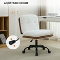 thumbnail image 6 of JURANYAZHU Office Chair,Height-Adjustable Swivel with Wheels,Short Plush Fabric Armless Vanity Chair for Home Office,White, 6 of 6