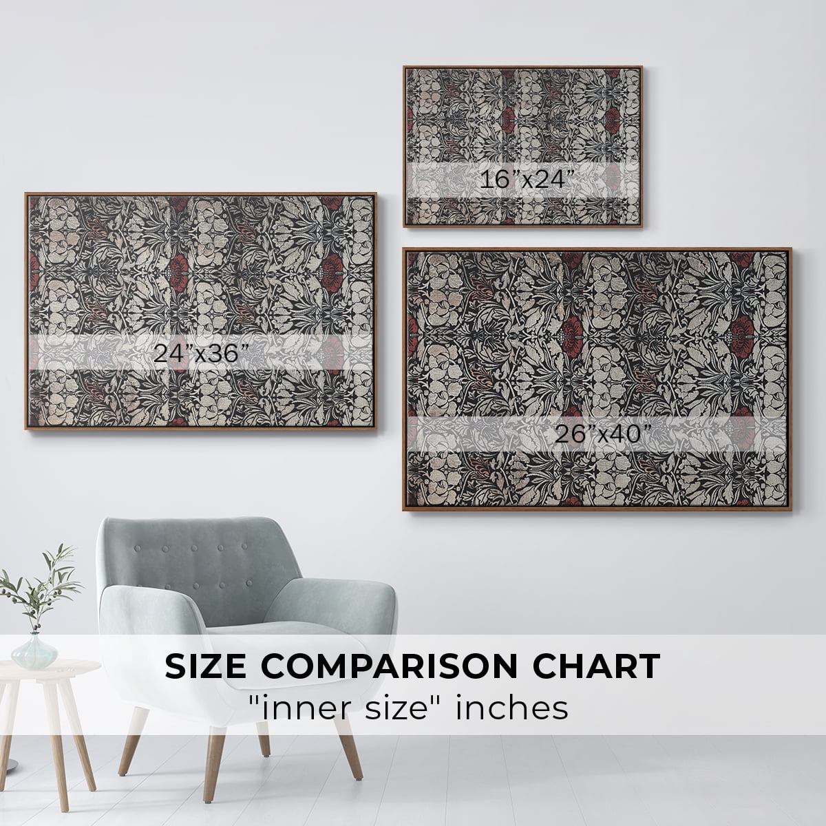 Vintage Abstract Print-XXII Framed in Walnut Wood Gallery Wrapped Canvas 17 in. x 25 in.