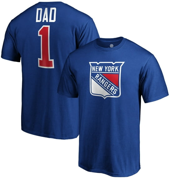 Men's Blue New York Rangers #1 Dad Logo T-Shirt