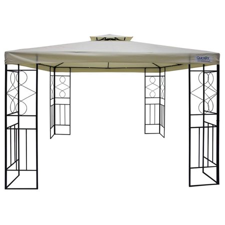gazebo quictent tier canopy 10x10 metal pergola beige waterproof backyard patio roof deck soft double grill