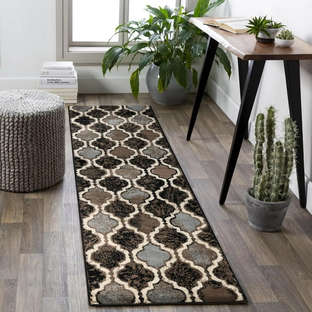 Superior Camino de área Interior, Respaldo de Yute, Perfecto para Pasillo, Sala de Estar/Comedor, recámara, Oficina, Cocina, Entrada, decoración de Piso de Enrejado geométrico Moderno, colección