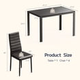 thumbnail image 4 of Asofer Modern Dining Table Set for 4, Glass Kitchen Table with PU Leather Upholstered Chairs, Heavy Duty Dinette Set for Dining Room, Black, 4 of 7