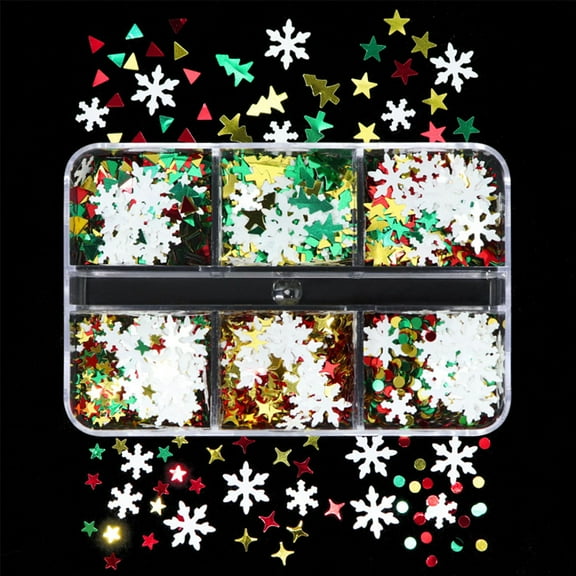 Snowflake Sequins Art Christmas Tree Star Sequins Art Decoration Glitter Set Sparkly Snowflake