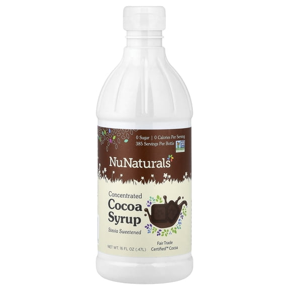 Nunaturals Premium Sweetener Nustevia Cocoa Syrup, 16 Oz