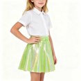 thumbnail image 5 of Kilaqueen Girls Shimmer Pleated Skirt with Elastic Waist, Metallic A Line Mini Skater Skirt for Parties, Dance, Performances and Holiday Outfits, 5 of 7