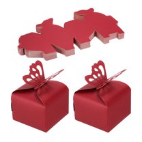 Uxcell Favor Boxes, Candy Party Butterfly Gift Boxes for Wedding Mother's Day Easter Anniversary Christmas Graduation Fantasy Red