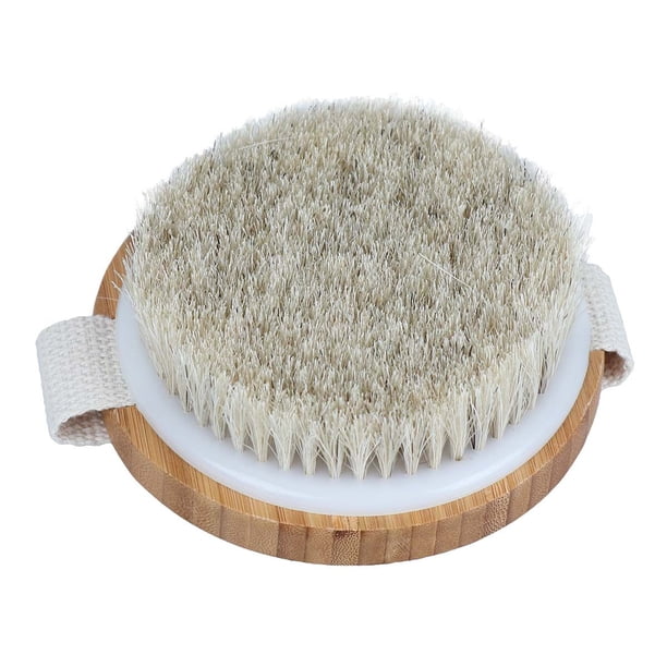 Cepillo seco profesional para piel seca, masajeador corporal anticelulítico con cerdas de caballo, cepillo de espalda, limpieza y exfoliación de la piel.
