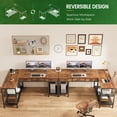 thumbnail image 6 of Amadwell 55 Inch L Shaped Office Desk with 3 Fabric Drawers, Reversible Computer Gaming Desk, Power Outlets and Mesh Shelves, Corner working Study Desk, Rustic Brown, 6 of 9