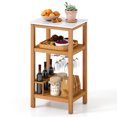 thumbnail image 1 of Gymax 3-Tier Patio Wood Storage Cabinet w/ Marble-Like Countertop 2 Slatted Shelves, 1 of 10