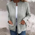 thumbnail image 2 of HAiming Women's Zip up Ribbed Knit Sweater Solid Long Sleeve Cardigans Coat 2025 Plus Size Casual Outwear with Pockets, 2 of 7