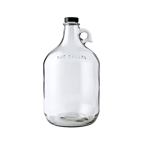 Botella de agua de vidrio FasTrack de 1 galón con tapa de polisello transparente