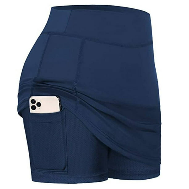 Women Tennis Skirts Inner Shorts Elastic Sports Golf Skorts with Pockets