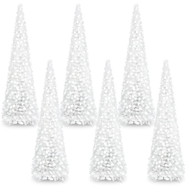 Árbol de Navidad Leyndo plegable de 1,5 m con lentejuelas, 6 unidades