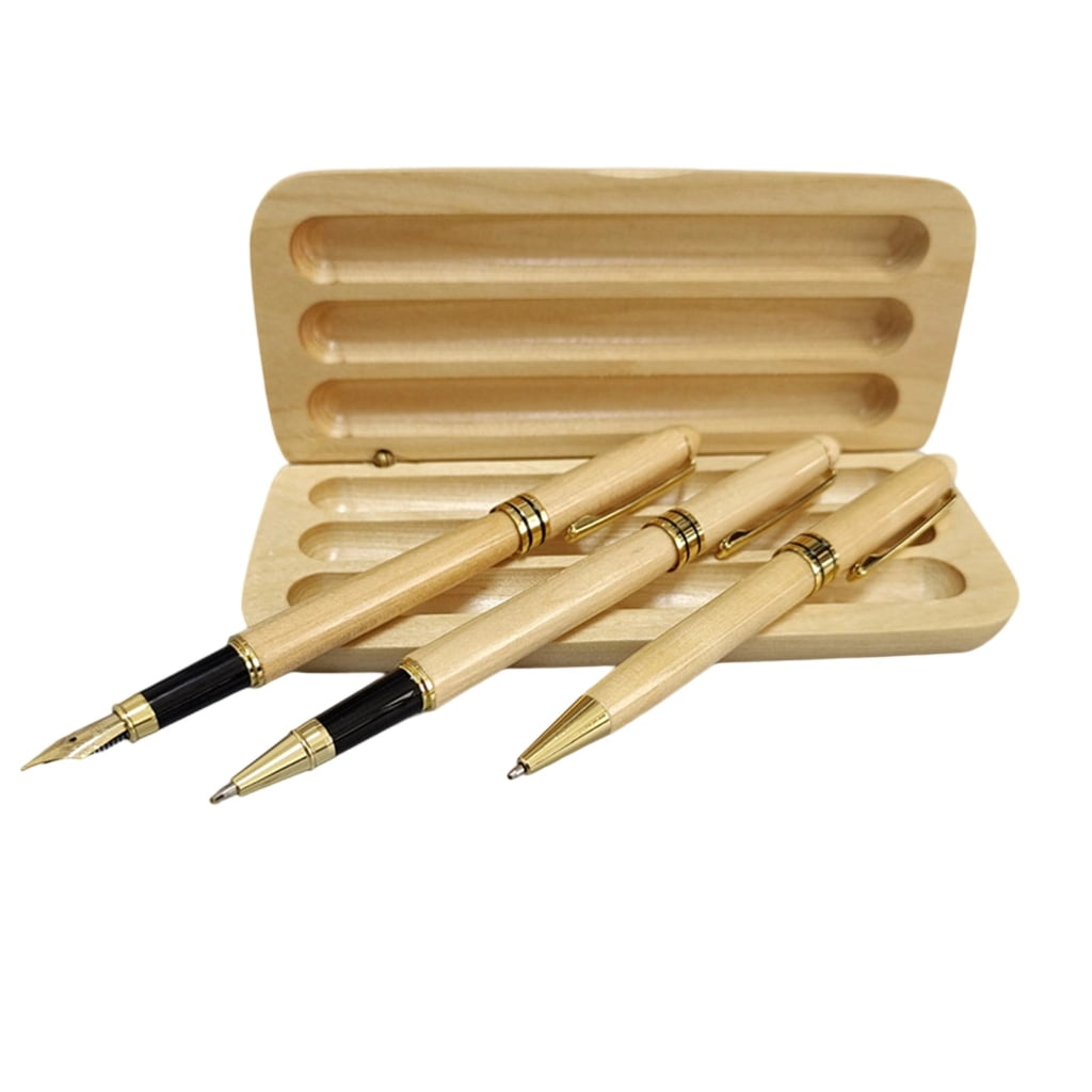 Wood Pen Gifting Pen Box Set Calligraphy Pen with Metal Tip Wood Ballpoint Pen Wood Piston Filled Fountain Pen
