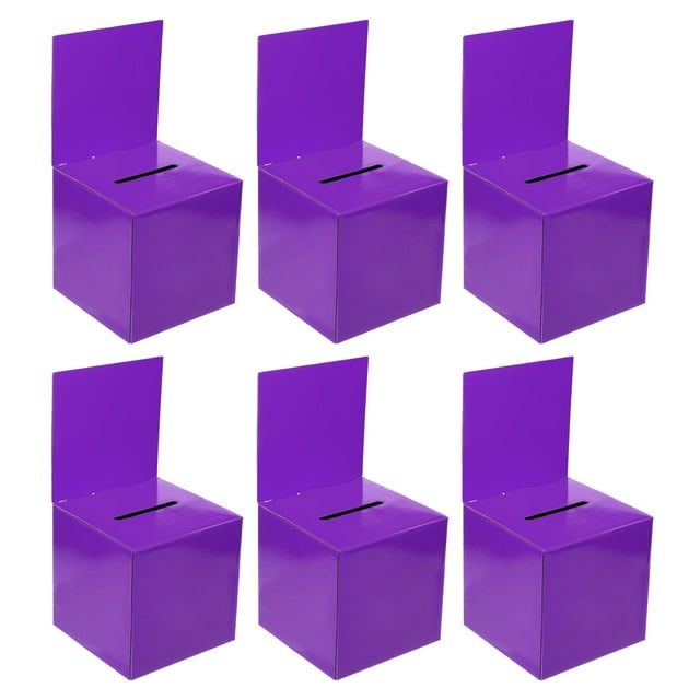 Unique Bargains Ballot Box 6'x6'x6' Raffle Box with Removable Header Board Suggestion Box Cardboard Box Purple 6Pack