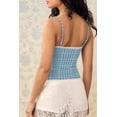 thumbnail image 4 of Women'S Y2k Gingham Square Neck Crop Tank Tops Spaghetti Strap Lace Trim Bow- Front Tops - Shirt Blue M, 4 of 7