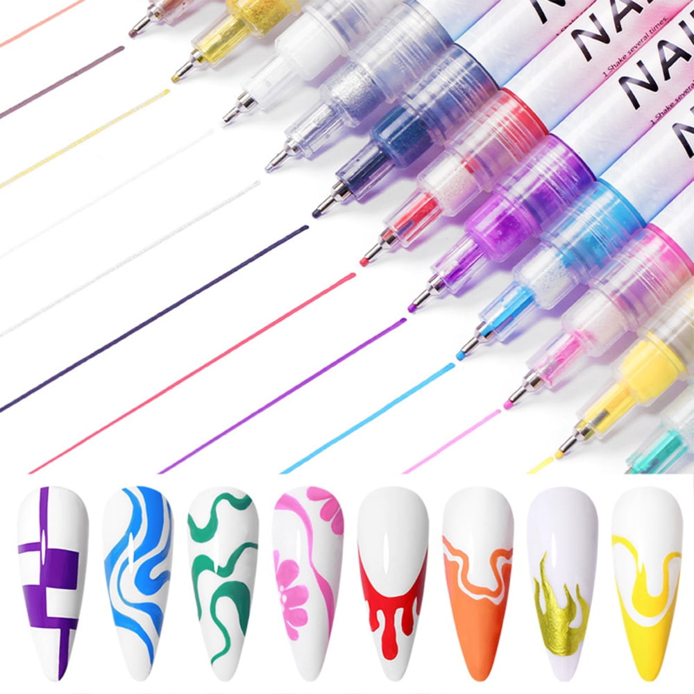 12 Colors Nail Art Brushes Gel Polish Painting Drawing Liner Brushes for  Painting Nail Design 