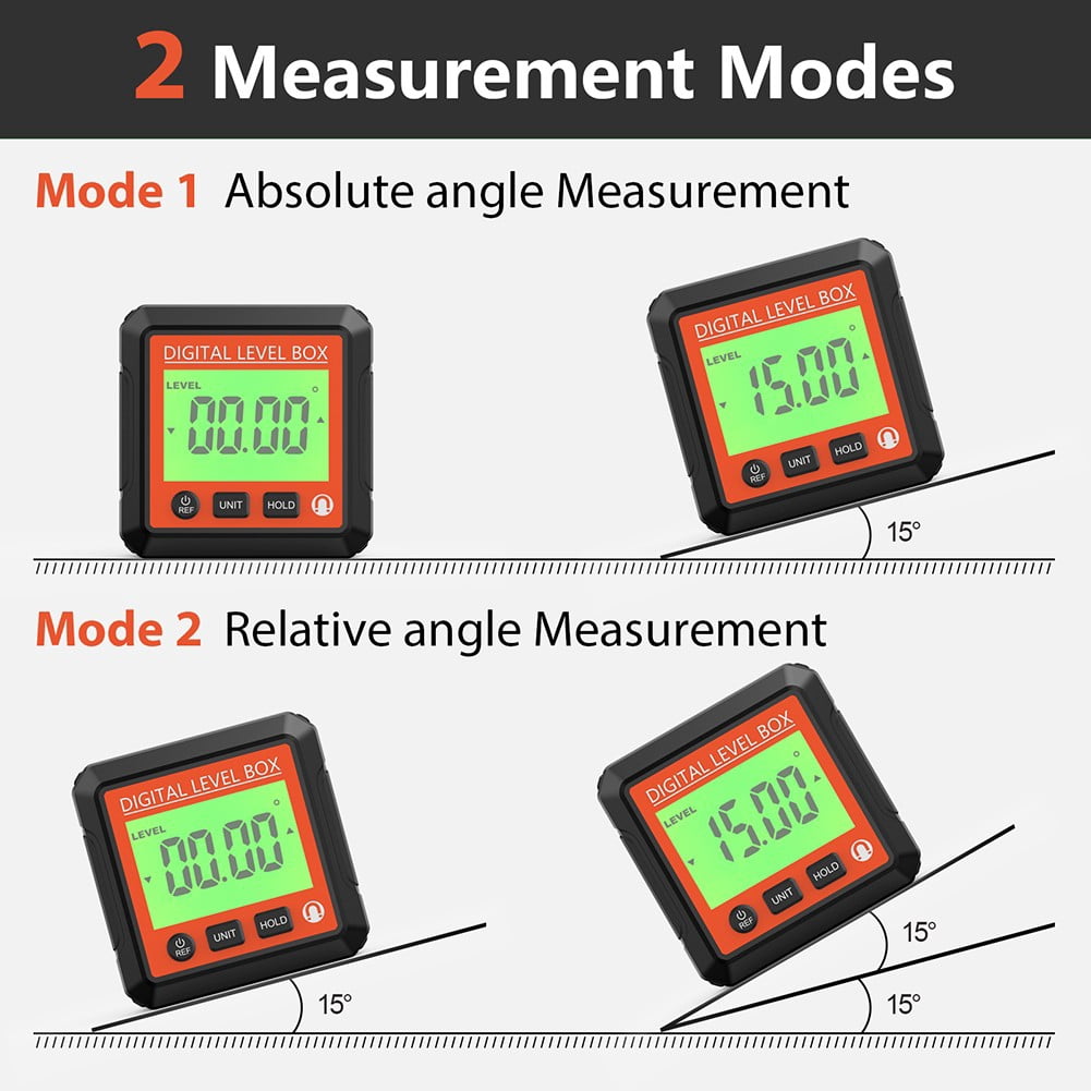RAPOBRIX Digital Level Angle Meter Electronic Protractor Inclinometer With Magnetic Base,A